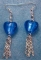Tasselled Heart Earings - Blue