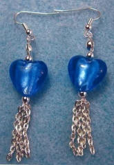 Tasselled Heart Earings - Blue Tasselled Heart Earings - Blue