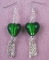 Tasselled Heart Earrings - Green